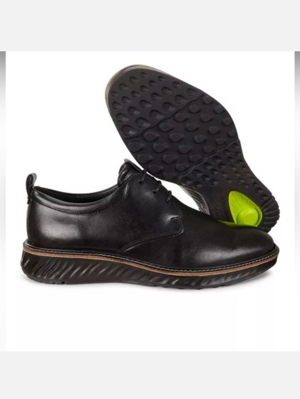 EccoMen's St.1 Hybrid Plain Toe Black Leather Derby Oxford EU 44 US 10.5